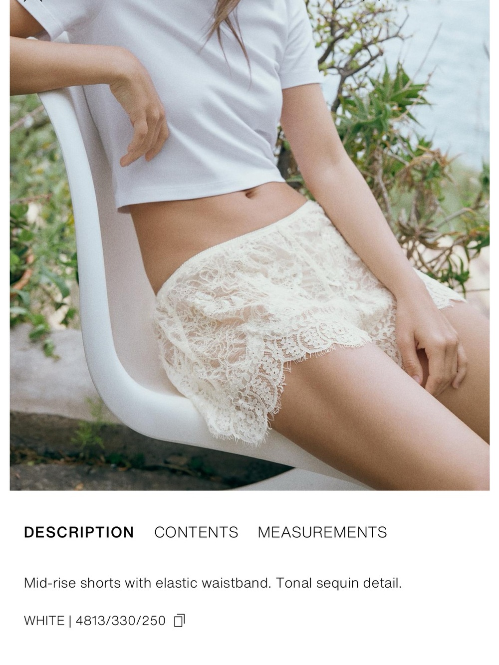 SEQUIN LACE SHORTS 
Zara Cream Lace Sleep Shorts - Picture 9 of 12